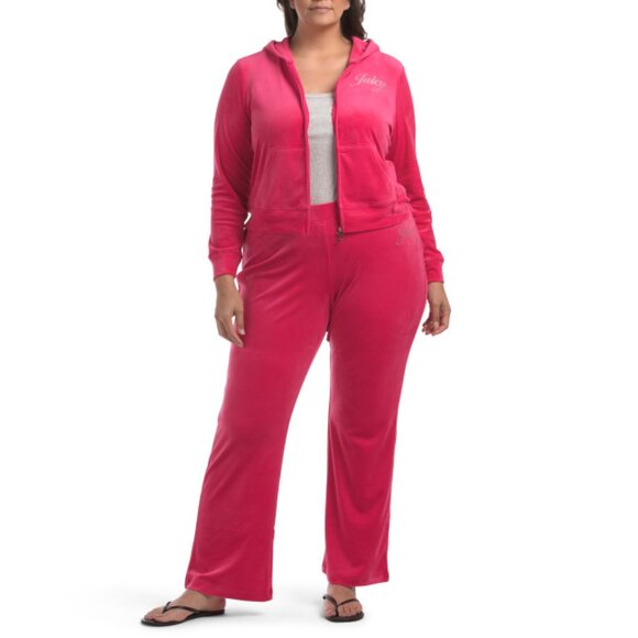 JUICY COUTURE Pink Plus 2pc Classic Velour Tracksuit Set - Picture 1 of 2